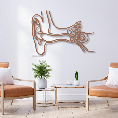 Anatomical Ear Metal Wall Art Minimalist Audiology Clinic Decor, ENT Doctor Gift, Medical Student Graduation Present, Anatomy Line Art Sign